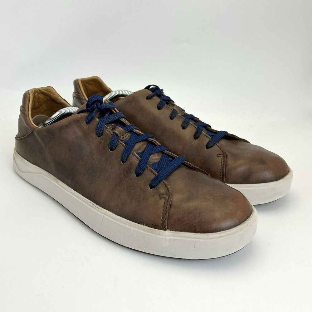 OluKai Men's Lae'ahi Li ‘Ili Brown Waterproof Leather Casual Sneaker Size 11
